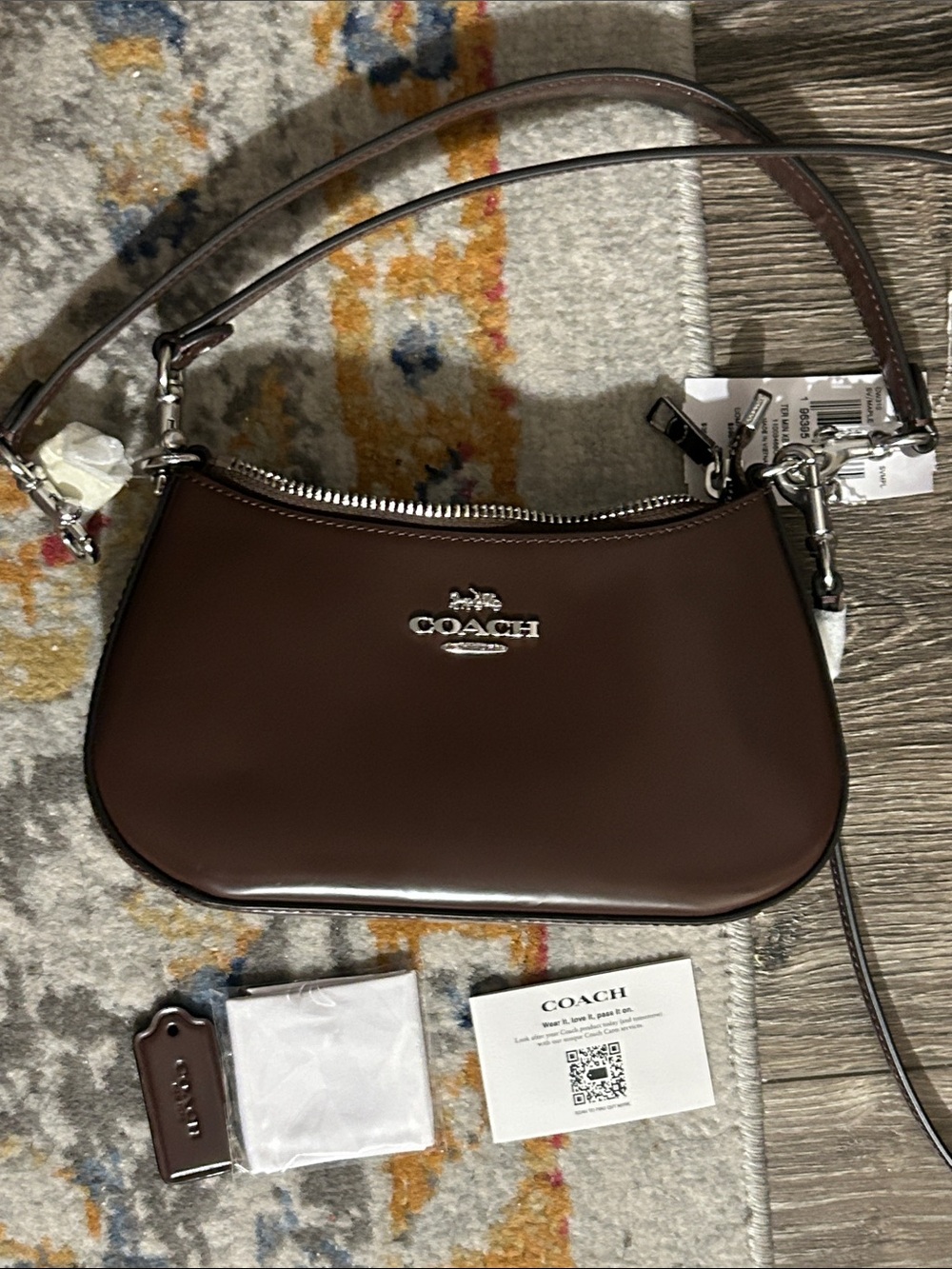 NWT Coach Brown Patent Leather Shoulder Bag with Silver Hardware - Picture 12 of 16
